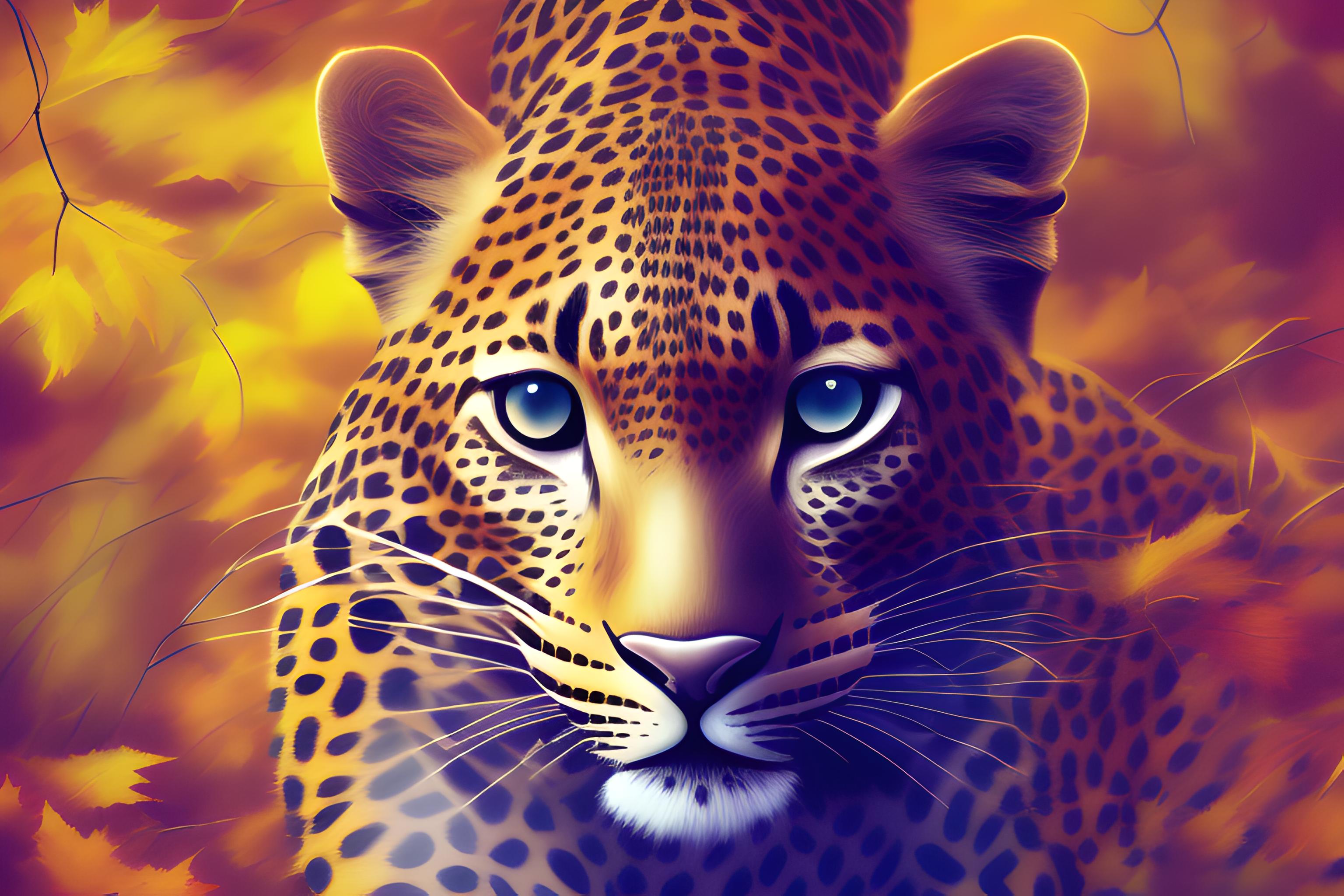leopard, octobre, automne, feuille 